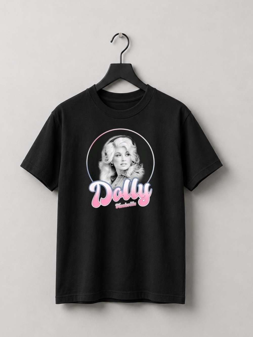 Black Dolly Graphic Tee with Pink Accent